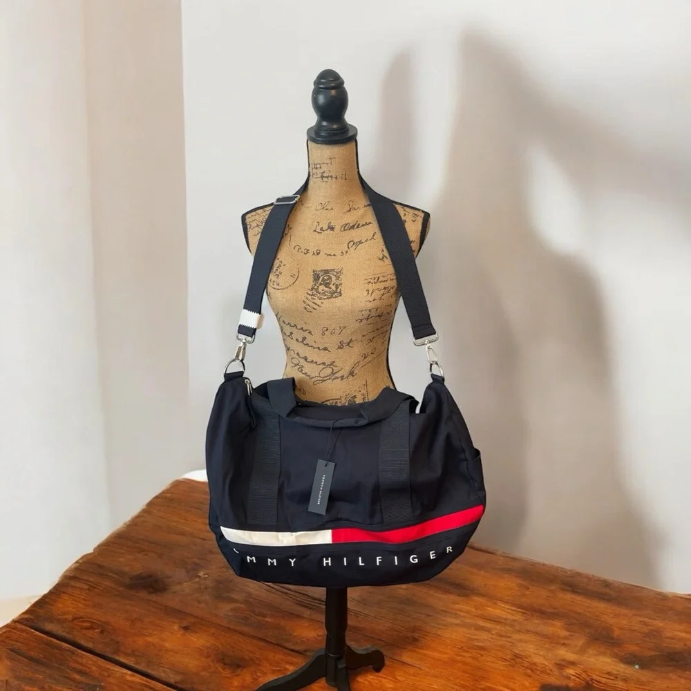 Tommy Hilfiger Blue and Red Duffel Bag Large NWT